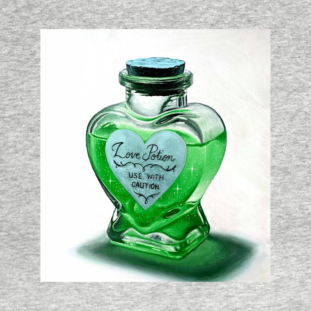 Alchemy Love elixir potion - green potion heart bottle by LukjanovArt